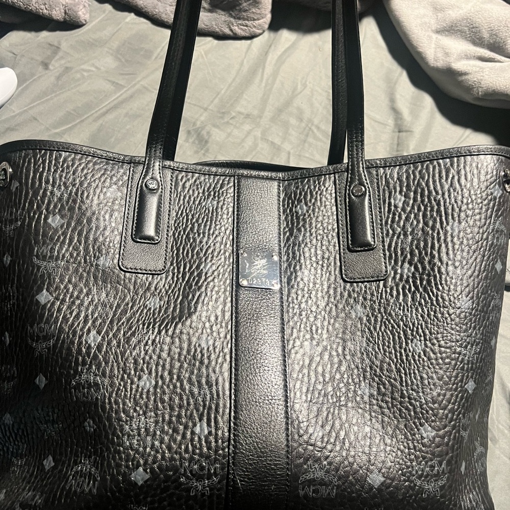 MCM Black Leather Tote Bag